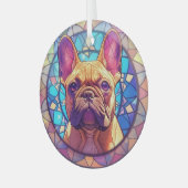 Mosaik Brown French Bulldog Ornament Aus Glas (Vorderseite links)