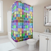 Mosaik-bunte Quadrate Duschvorhang (Beispiel)