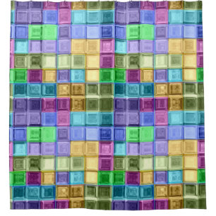 Mosaik-bunte Quadrate Duschvorhang