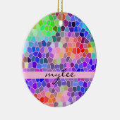 Mosaik-buntes Regenbogen-Rosa blaues abstraktes Keramik Ornament (Rechts)