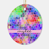 Mosaik-buntes Regenbogen-Rosa blaues abstraktes Keramik Ornament (Links)