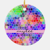 Mosaik-buntes Regenbogen-Rosa blaues abstraktes Keramik Ornament (Hinten)