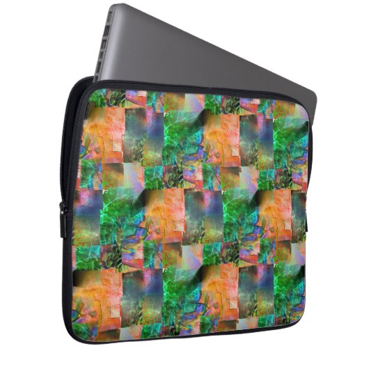 Mosaik chaotischer Texturen mit Loslösung-Täuschun Laptopschutzhülle (Vorne Rechts)