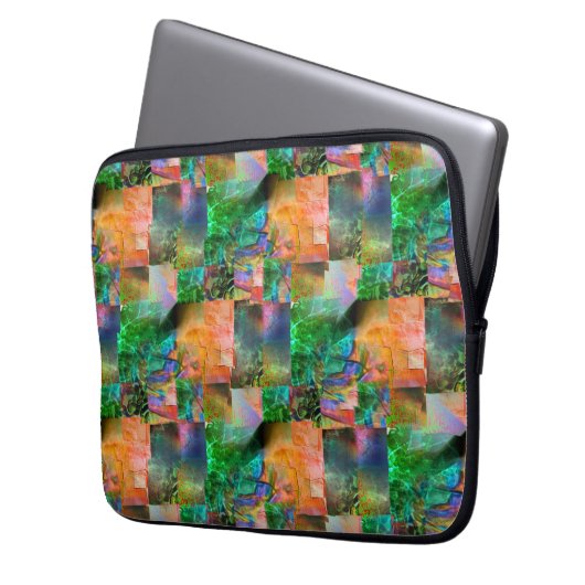 Mosaik chaotischer Texturen mit Loslösung-Täuschun Laptopschutzhülle (Vorderseite Links)