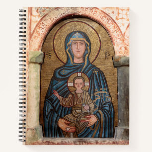 Mosaik der Jungfrau Maria und Jesus Notizbuch