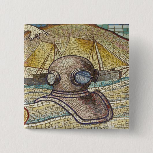 Mosaik des alten Tauchhelms Button (Vorderseite)