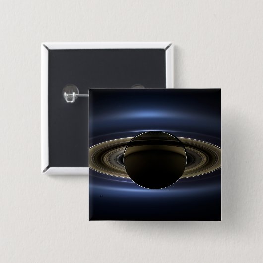 Mosaik des Saturn-Systems, das von der Sonne zurüc Button (Vorne & Hinten)