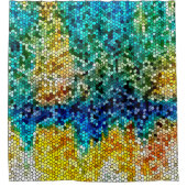 Mosaik Design 34 Grünblau Orange Duschvorhang (Vorderseite)