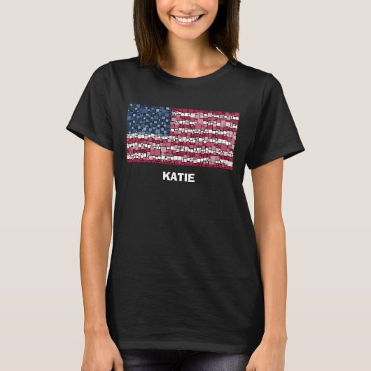 Mosaik-Design der US-Flagge (Weißer Text) T - Shir T-Shirt (Vorderseite)