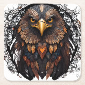 Mosaik Eagle Portrait Rundkissen Rechteckiger Pappuntersetzer (Vorderseite)