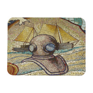 Mosaik eines alten Taucherhelms Magnet