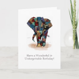 Mosaik Elephant Birthday Card Karte