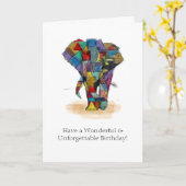 Mosaik Elephant Birthday Card Karte (Gelbe Blume)