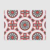 Mosaik Ethnic Geometric Red Grau Black & White Seidenpapier (Vorderseite)