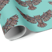 Mosaik farbenfroh Owl mit türkisfarbenem Hintergru Geschenkpapier (Rolleneckpunkt)