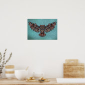 Mosaik farbenfroh Owl mit türkisfarbenem Hintergru Poster (Küche)