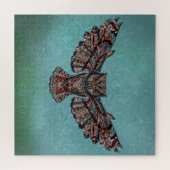 Mosaik farbenfroh Owl mit türkisfarbenem Hintergru Puzzle (Horizontal)