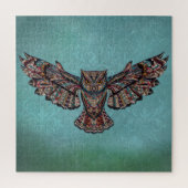 Mosaik farbenfroh Owl mit türkisfarbenem Hintergru Puzzle (Vertikal)