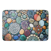 Mosaik farbenfroher Stone Word Sea Glass Badematte (Vorderseite)