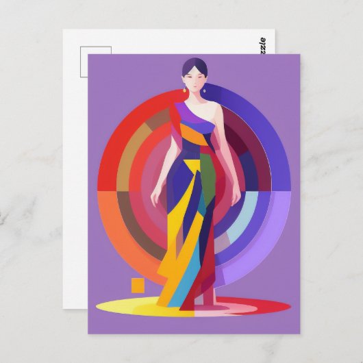 Mosaik, farbig, Frau, Vektordesign Postkarte (Vorne/Hinten)