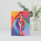 Mosaik, farbige Frau, Vektordesign Postkarte (Stehend Vorderseite)