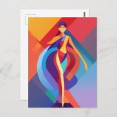 Mosaik, farbige Frau, Vektordesign Postkarte (Vorne/Hinten)