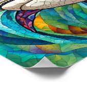 Mosaik-farbiger Hai im Korallenriff - Illustration Poster (Ecke)