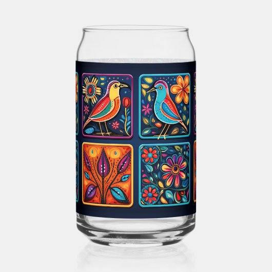 Mosaik Floral Bird mix Dosenglas (Vorderseite)