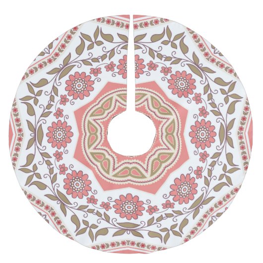 Mosaik Floral Star: Nahtloses Muster Polyester Weihnachtsbaumdecke (Vorderseite)