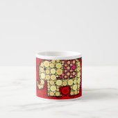 Mosaik: Funky Red Elephant Concentric Circles Espressotasse (Vorderseite)