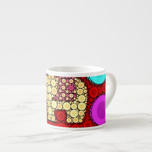 Mosaik: Funky Red Elephant Concentric Circles Espressotasse (Vorderseite Rechts)