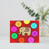 Mosaik: Funky Red Elephant Concentric Circles Postkarte (Stehend Vorderseite)