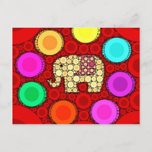 Mosaik: Funky Red Elephant Concentric Circles Postkarte