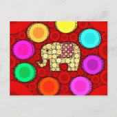 Mosaik: Funky Red Elephant Concentric Circles Postkarte (Vorderseite)