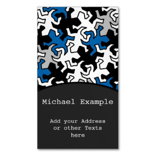 Mosaik Geckos Muster - blau Schwarz-weiß grau Magnetische Visitenkarte