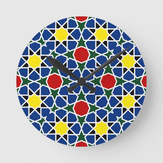 Mosaik Geometric Pattern Design Fliese Runde Wanduhr (Vorderseite)