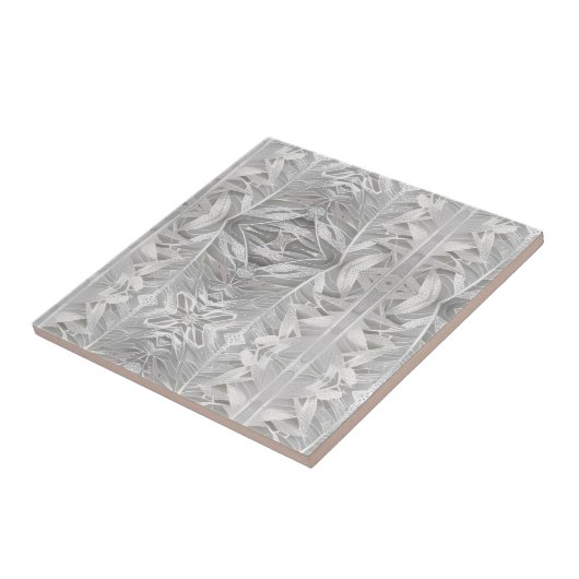 Mosaik geometrisch silberne Blattmuster Keramik Fliese (Seite)