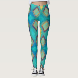 Mosaik geometrische Einrichtung türkisblaue Goldkü Leggings