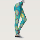 Mosaik geometrische Einrichtung türkisblaue Goldkü Leggings (Rechts)