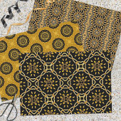 Mosaik-geometrische Muster aus Gold und Schwarz Geschenkpapier Set