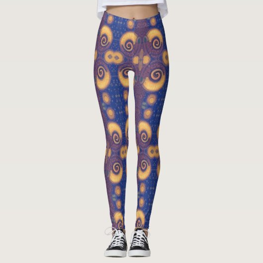 Mosaik geometrische Pflaume Gold Marine Design kit Leggings (Vorderseite)