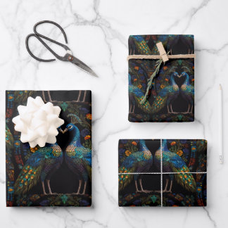 Mosaik gestanztes Glas farbenfrohe Pfauen Geschenkpapier Set