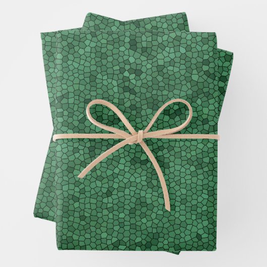 Mosaik gestanztes Glas Stil grüne Textur Muster Geschenkpapier Set (Beispiel)