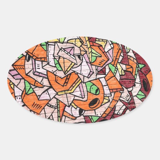 Mosaik Graffiti Art Ovaler Aufkleber (Vorderseite)