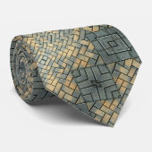 Mosaik Gray und Mustard Bricks Krawatte (Gerollt)