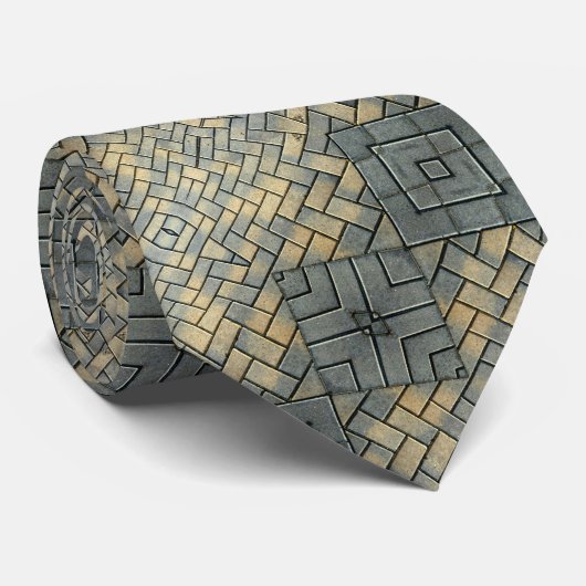 Mosaik Gray und Mustard Bricks Krawatte (Gerollt)