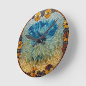 Mosaik Grün Blau Blumen Uhr (Winkel)