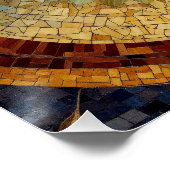 Mosaik Grün Blau Floral Poster (Ecke)