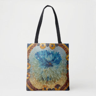 Mosaik Grün Blau Floral   Tasche