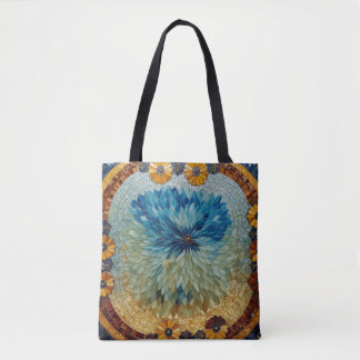 Mosaik Grün Blau Floral   Tasche